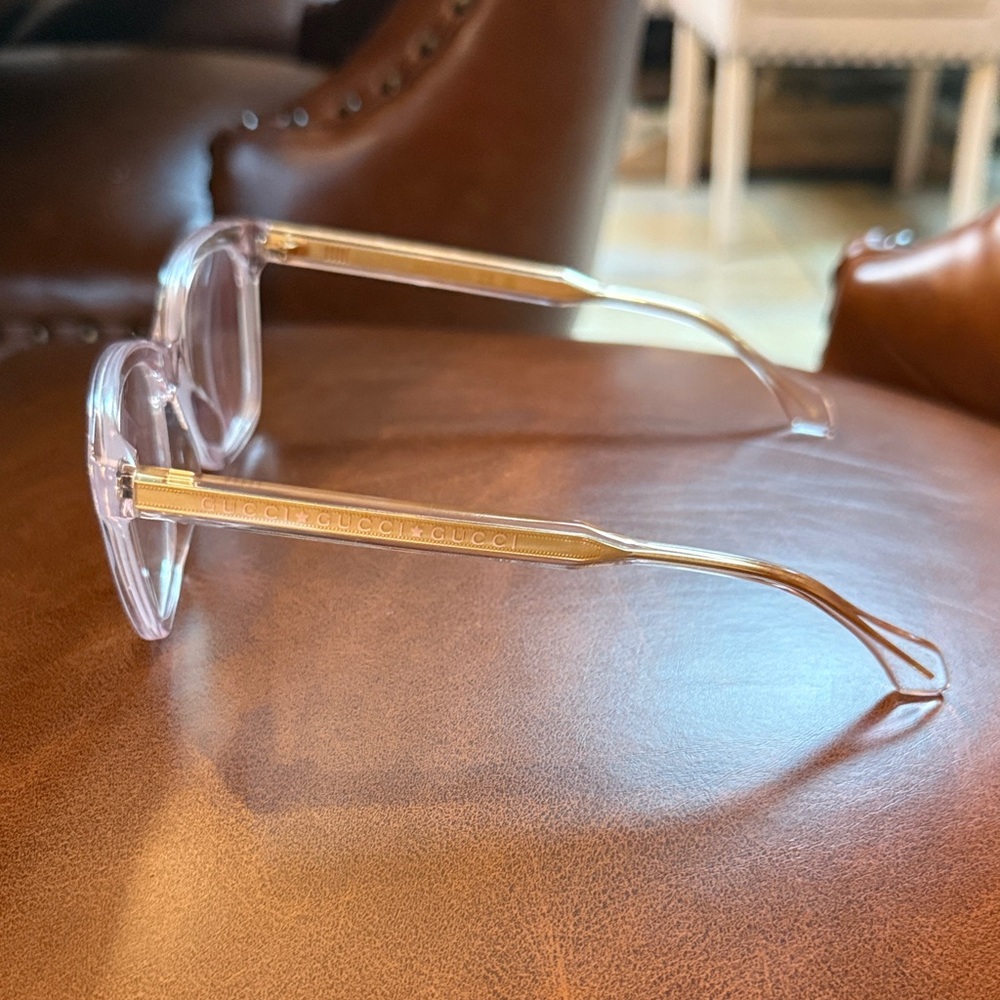 GUCCI clear/pink tint/gold prescription glasses Frame with soft case! - Picture 11 of 17